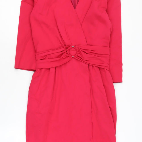 Reiss Red Wrap Dress, Size 8, 3/4 Sleeve, Lined