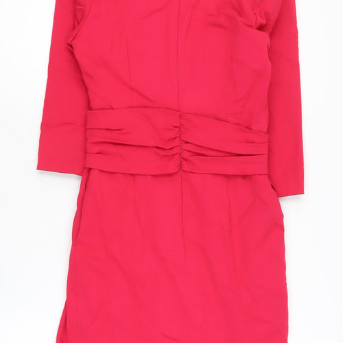 Reiss Red Wrap Dress, Size 8, 3/4 Sleeve, Lined