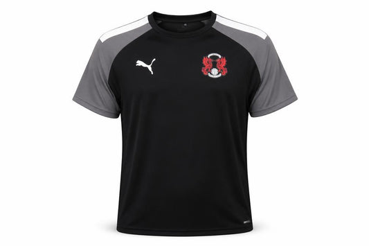 Front view of Puma Men's Black Short Sleeve Active Shirt, M