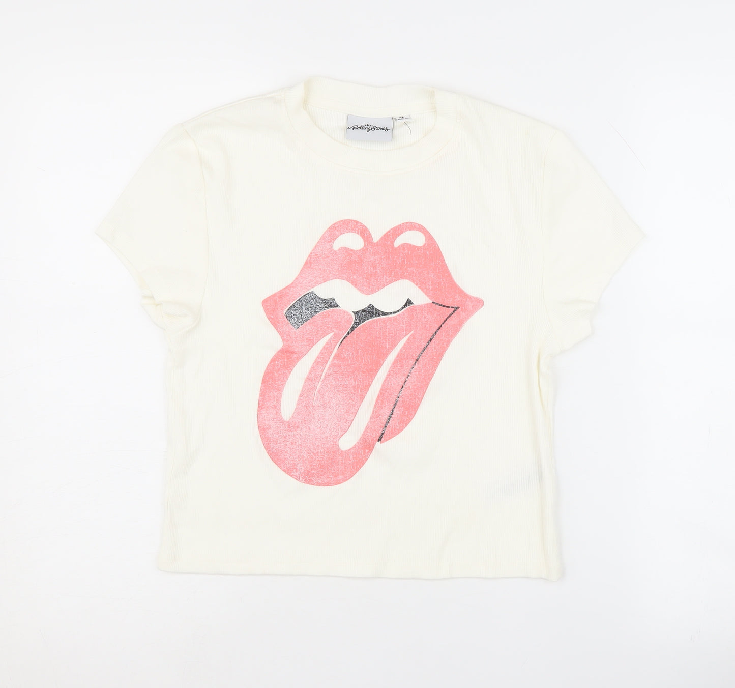 Rolling Stones Women's White M T-Shirt Music Graphic Tee