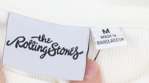 Rolling Stones Women's White M T-Shirt Music Graphic Tee