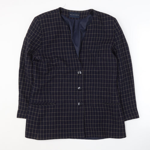 Alexon Women's Blue Check Blazer, Size 14, Classic Fit