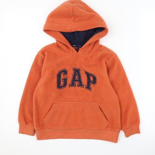 GAP Boys Orange Hoodie, XS 4-5 Years, Logo Pullover