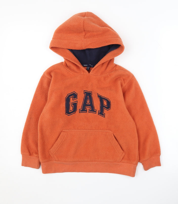 GAP Boys Orange Hoodie, XS 4-5 Years, Logo Pullover