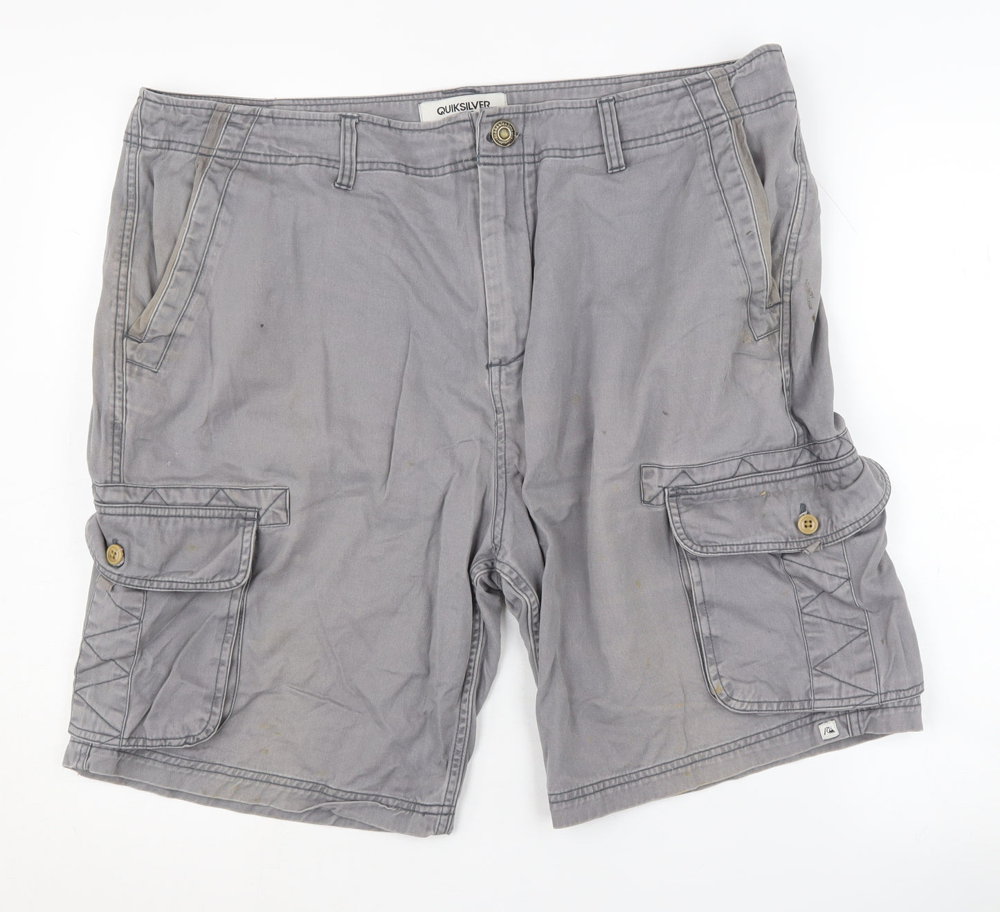 Quiksilver Men's Grey Cargo Shorts - Size 38
