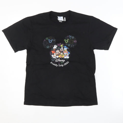 Disney Black Graphic Print Unisex Kids T-Shirt 9-10 Years
