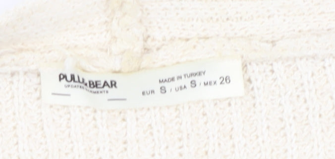 Pull&Bear Women's Ivory S V-Neck Striped Cardigan