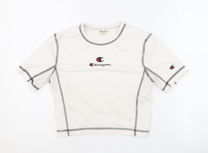 Champion Women's White Basic T-Shirt, S, Casual