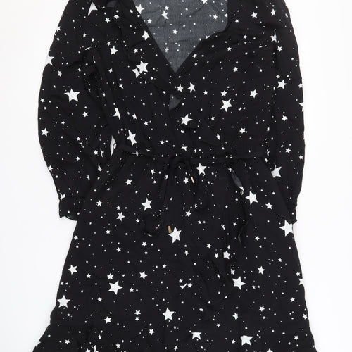 Oasis Women's Black Star Wrap Dress - Size 12