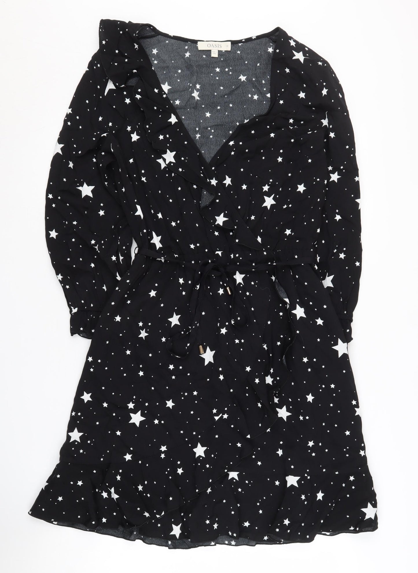 Oasis Women's Black Star Wrap Dress - Size 12