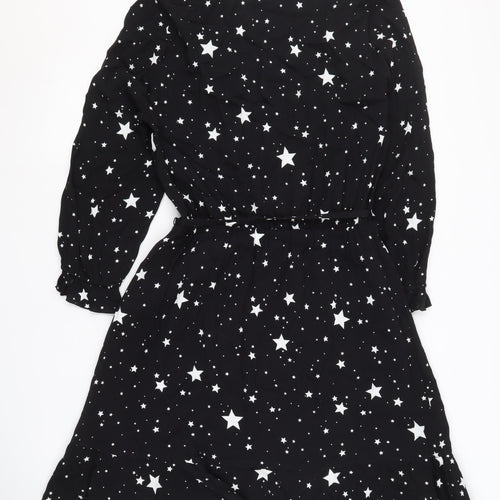 Oasis Women's Black Star Wrap Dress - Size 12