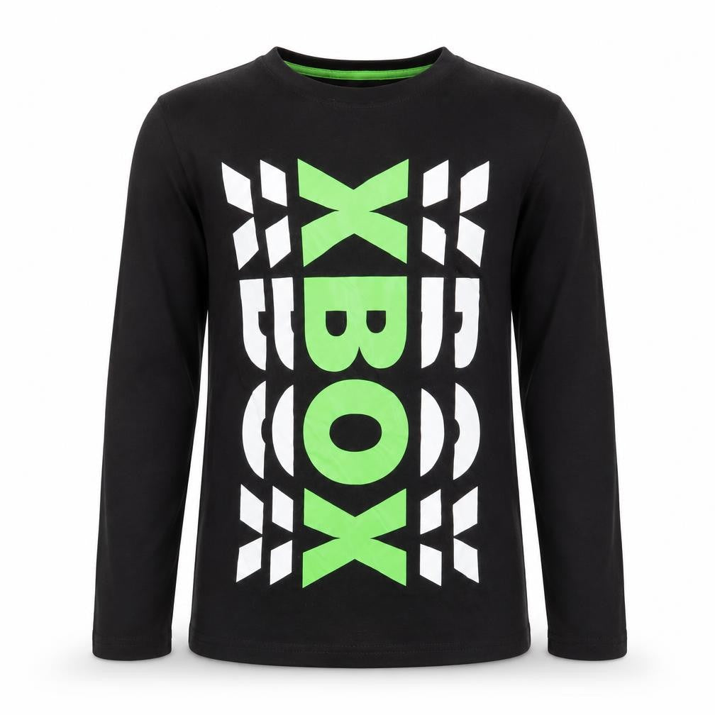 Front view of Xbox boys’ black long sleeve t-shirt 10-11 years
