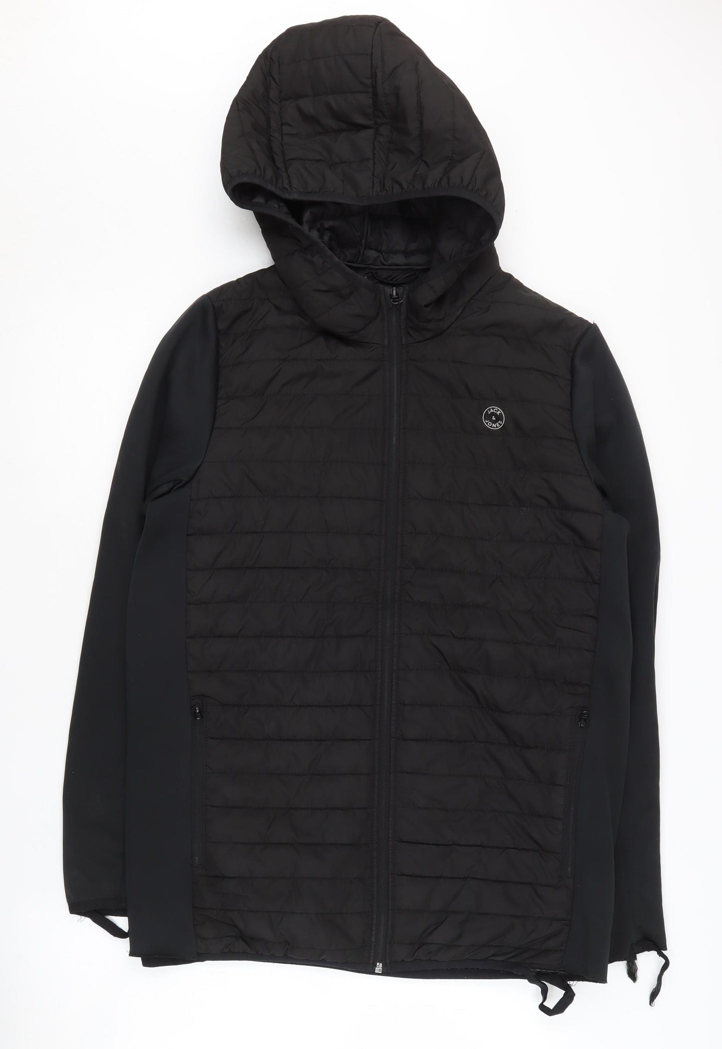 Jack & Jones Boys Black Puffer Jacket, 16Y, Hooded Winter Coat