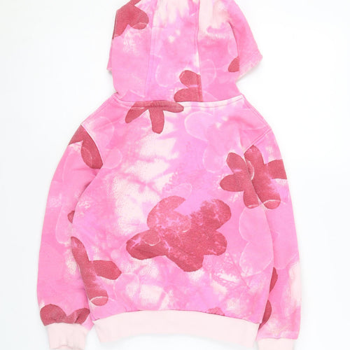 Nike Girls Pink Floral Hoodie 5-6 Years Cotton Blend