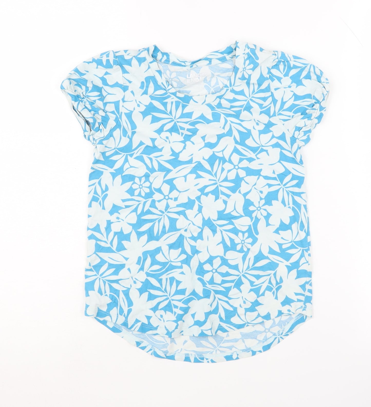 Lands' End Girls' Blue Floral T-Shirt, 8 Years