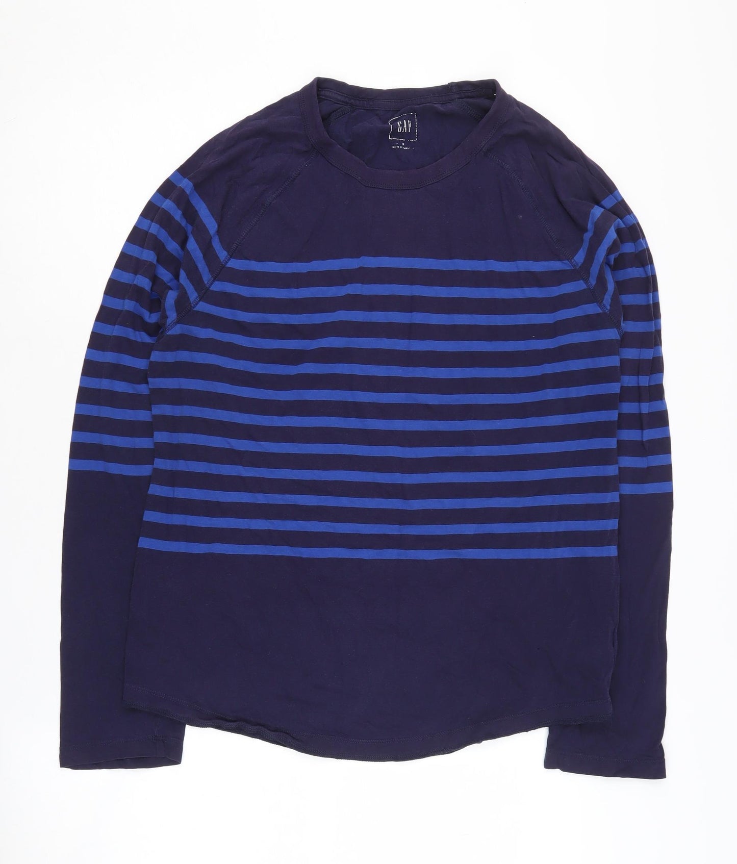GAP Men's Blue Striped Long Sleeve T-Shirt M