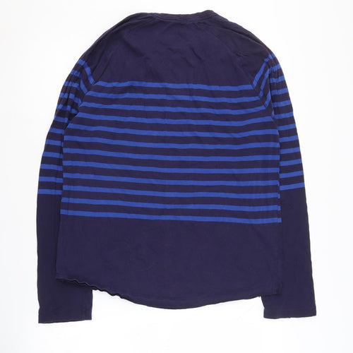GAP Men's Blue Striped Long Sleeve T-Shirt M