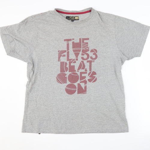 FLY53 Men's Grey Graphic Print T-Shirt L