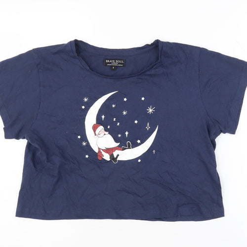Brave Soul Women's Blue Christmas Pyjama Top S