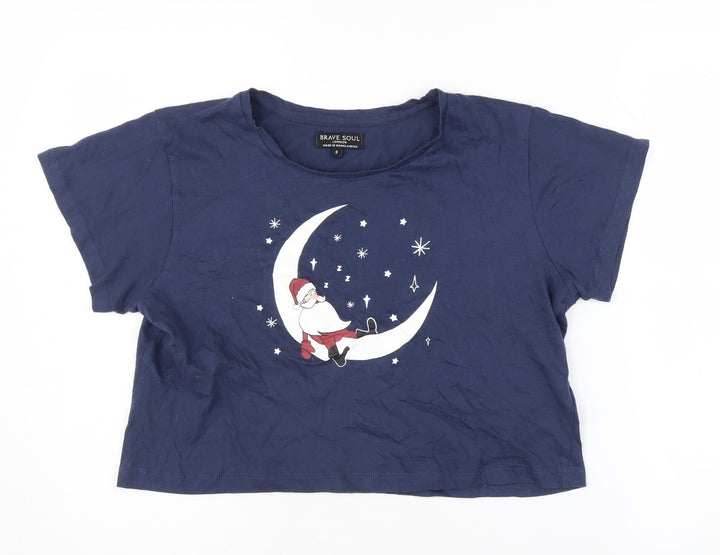 Brave Soul Women's Blue Christmas Pyjama Top S
