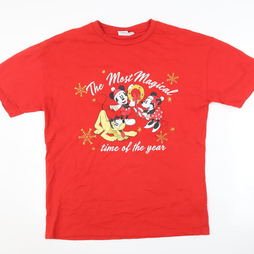 Disney Red XS Unisex Christmas T-Shirt