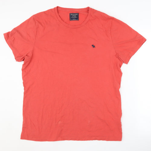 Abercrombie & Fitch Men's Red L T-Shirt, Crew Neck