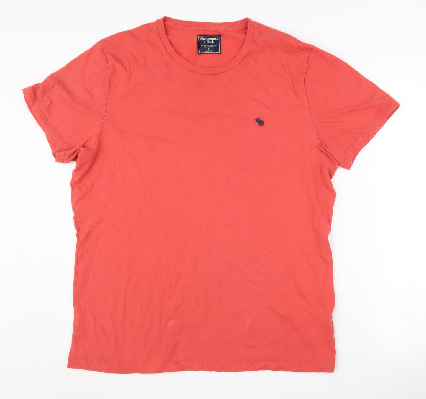 Abercrombie & Fitch Men's Red L T-Shirt, Crew Neck