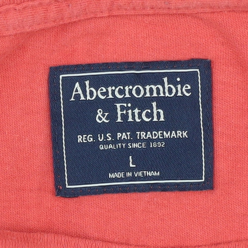 Abercrombie & Fitch Men's Red L T-Shirt, Crew Neck