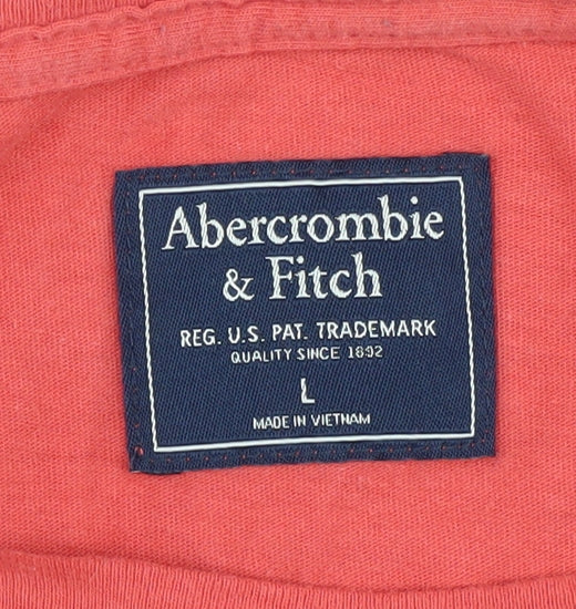Abercrombie & Fitch Men's Red L T-Shirt, Crew Neck