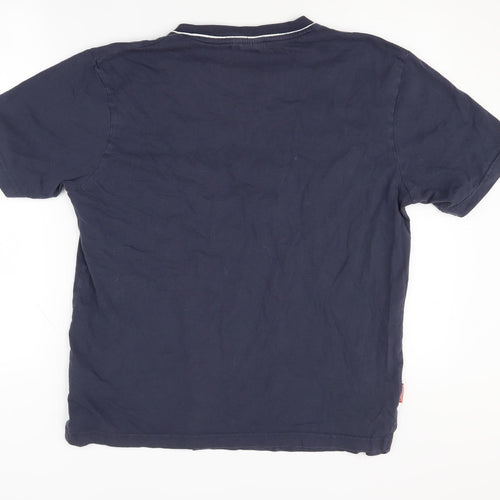 Slazenger Men's Blue V-Neck T-Shirt, Medium, Cotton, Logo Accent