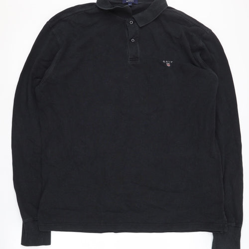 GANT Men's Black Long Sleeve Polo 2XL