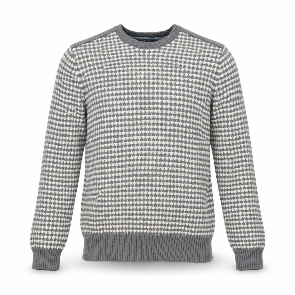 Front view of Banana Republic Men's Grey S Geometric Knit Pullover