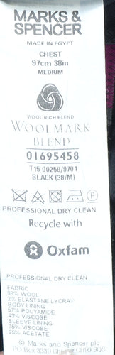 Marks and Spencer Black Wool Travel Blazer M
