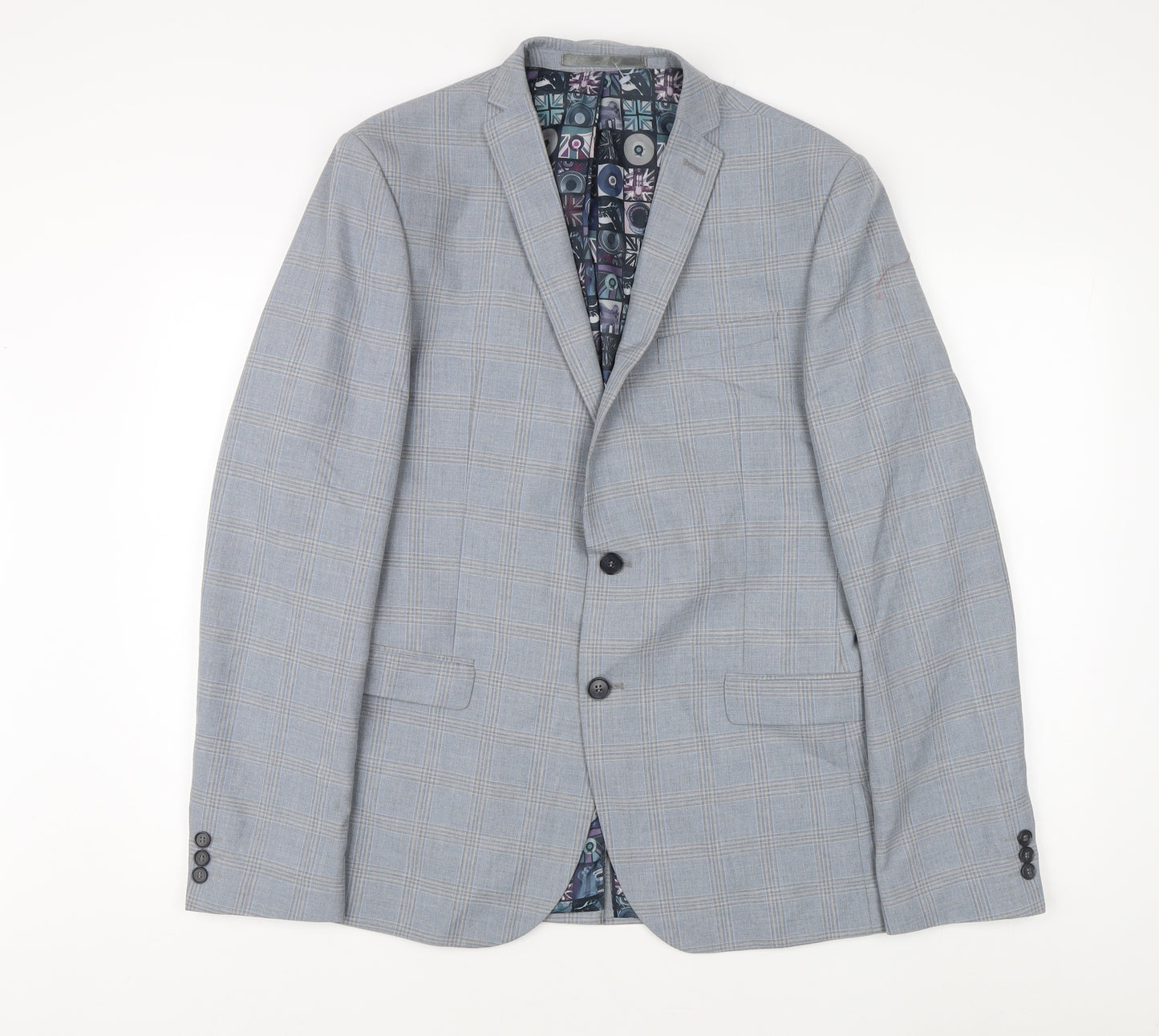 Ben Sherman Men's Grey Single Breasted Suit Jacket Size 42 Regular