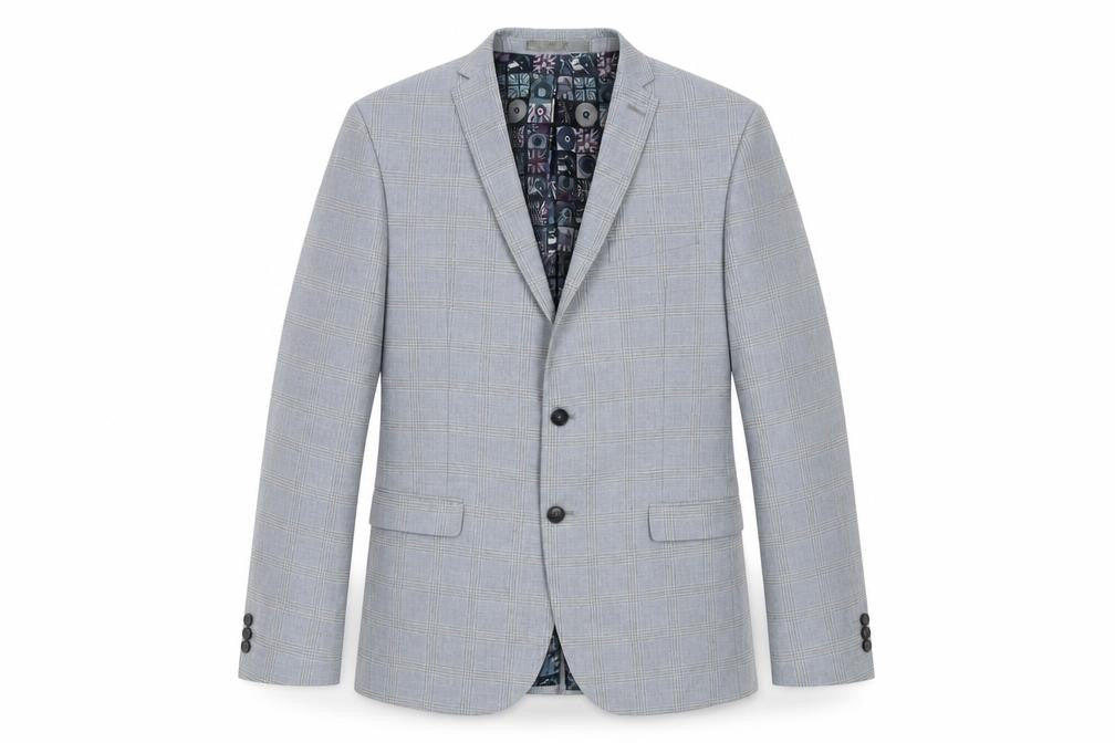 Front view of Ben Sherman Men's Grey Single Breasted Suit Jacket, size 42, Regular