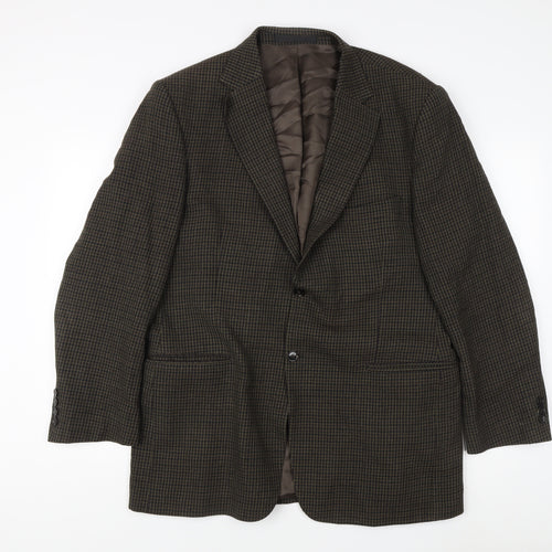 Marks and Spencer Men's Brown Check Blazer, Size 42R, Wool