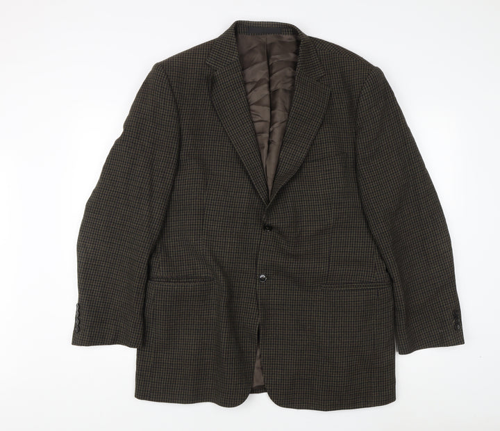 Marks and Spencer Men's Brown Check Blazer, Size 42R, Wool