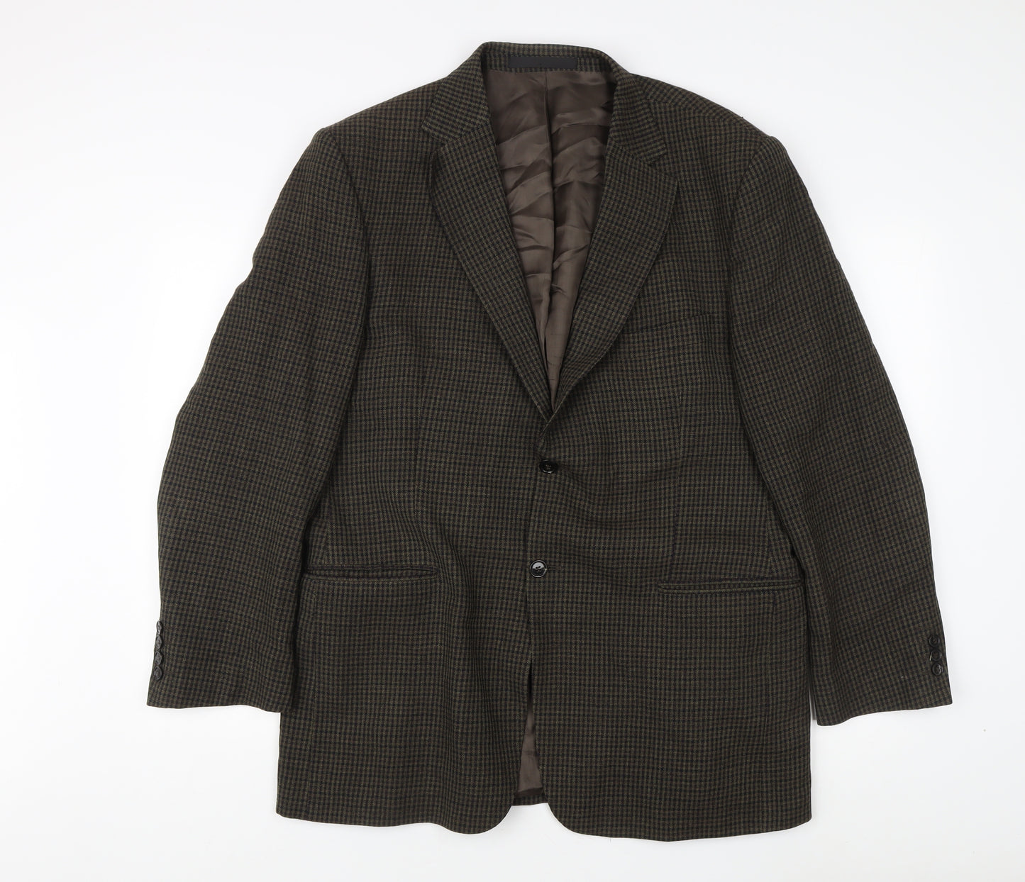 Marks and Spencer Men's Brown Check Blazer, Size 42R, Wool