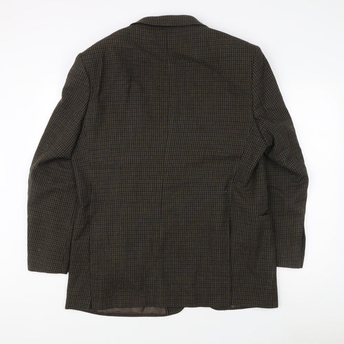 Marks and Spencer Men's Brown Check Blazer, Size 42R, Wool