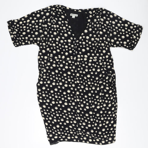 Whistles Women's Black Polka Dot V-Neck Dress Size 10