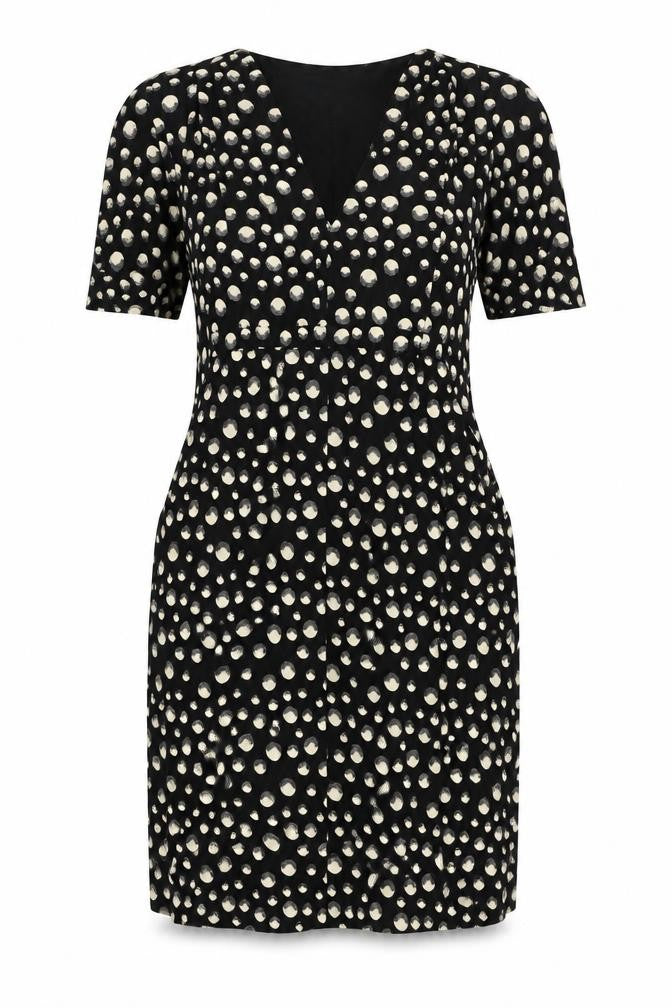 Whistles Women's Black Polka Dot V-Neck Dress Size 10