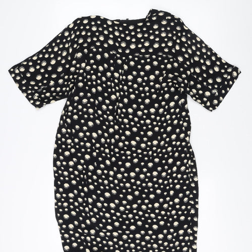 Whistles Women's Black Polka Dot V-Neck Dress Size 10