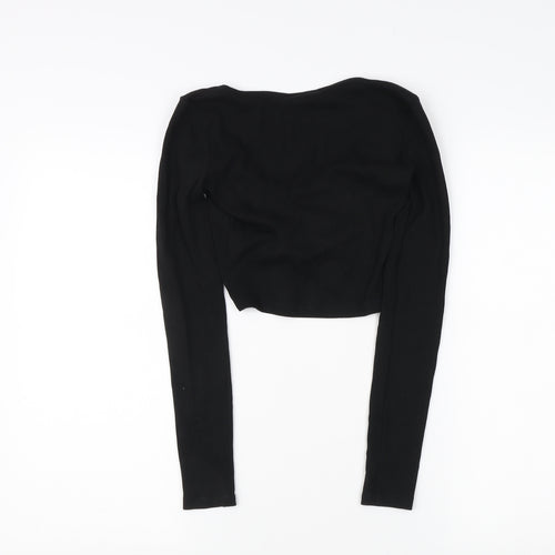 Zara Women's Black Cropped Blouse, Size S, Long Sleeve