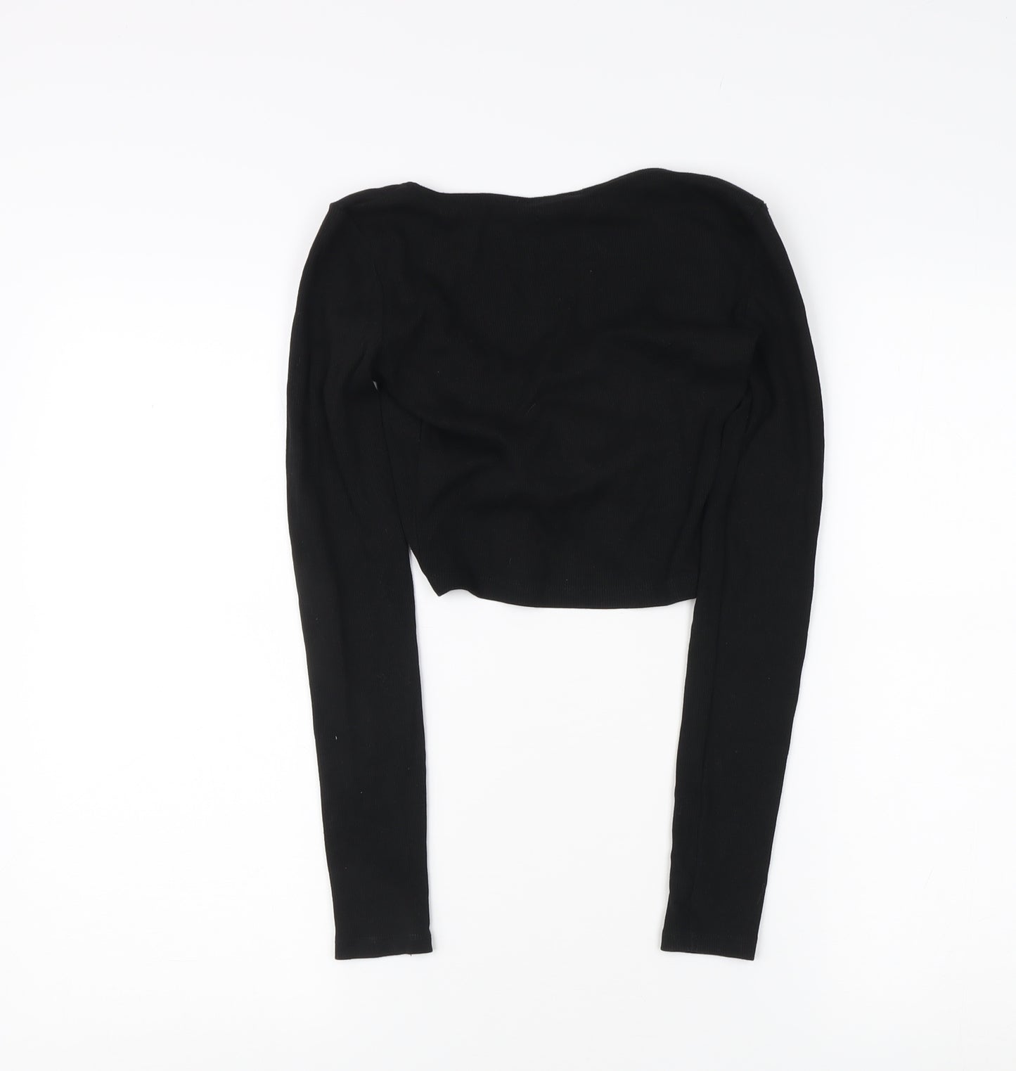 Zara Women's Black Cropped Blouse, Size S, Long Sleeve