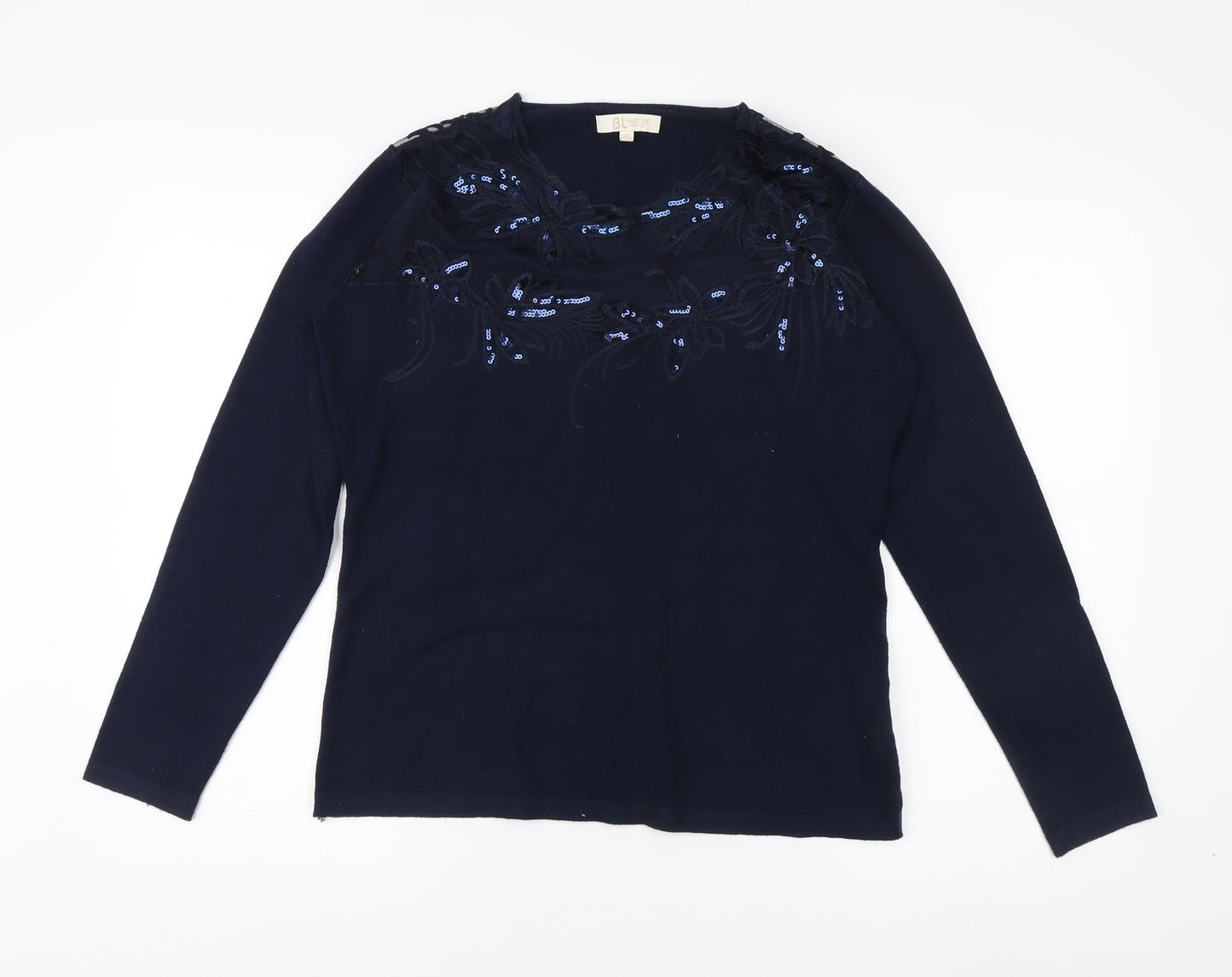 Bluoltre Jeans Women's Blue Pullover Jumper L