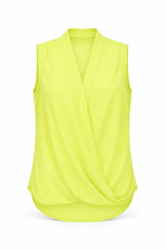 Front view of New Look Women's Yellow Wrap Blouse, size 12