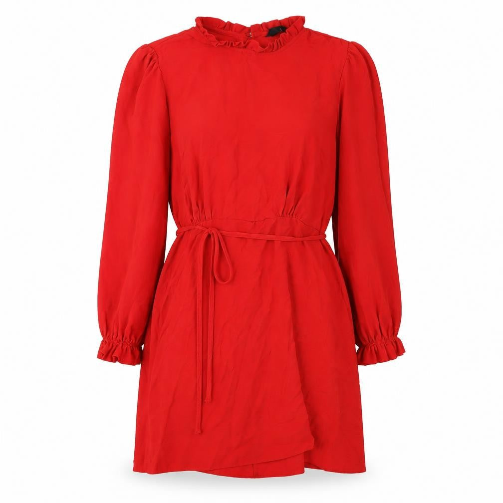 Front view of New Look Women's Red Dress, Long Sleeve, size 18