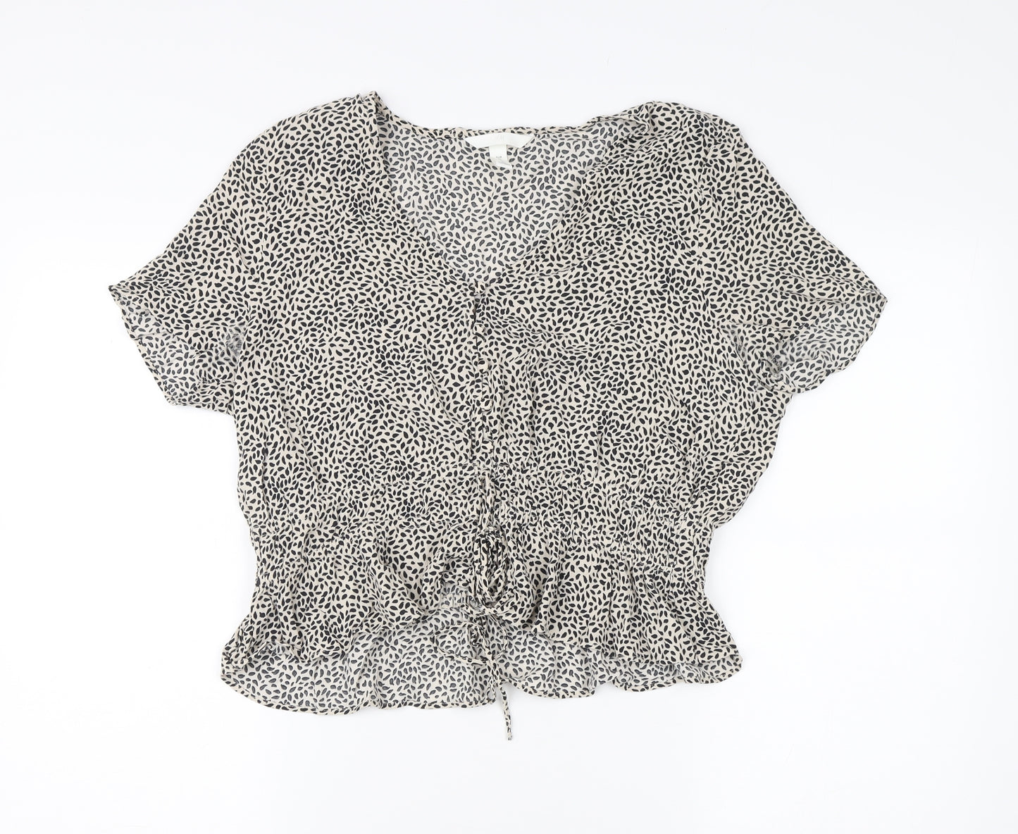 H&M Women's Multicoloured Blouse Size 16 V-Neck Animal Print