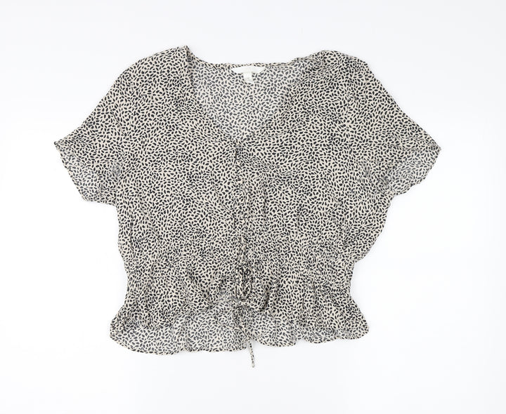 H&M Women's Multicoloured Blouse Size 16 V-Neck Animal Print