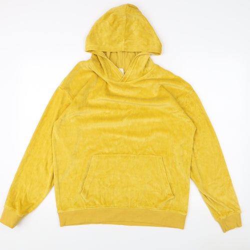 H&M Girls Yellow Velour Hoodie, Pullover Style, Size 14 Years